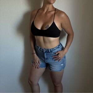 Lauren Conrad High Rise Shorts Light Wash Distressed Denim 10